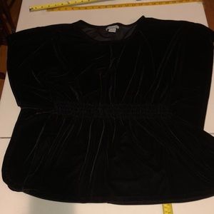 Jeanology large black velour velvet like top Dolman sleeve dress up or down